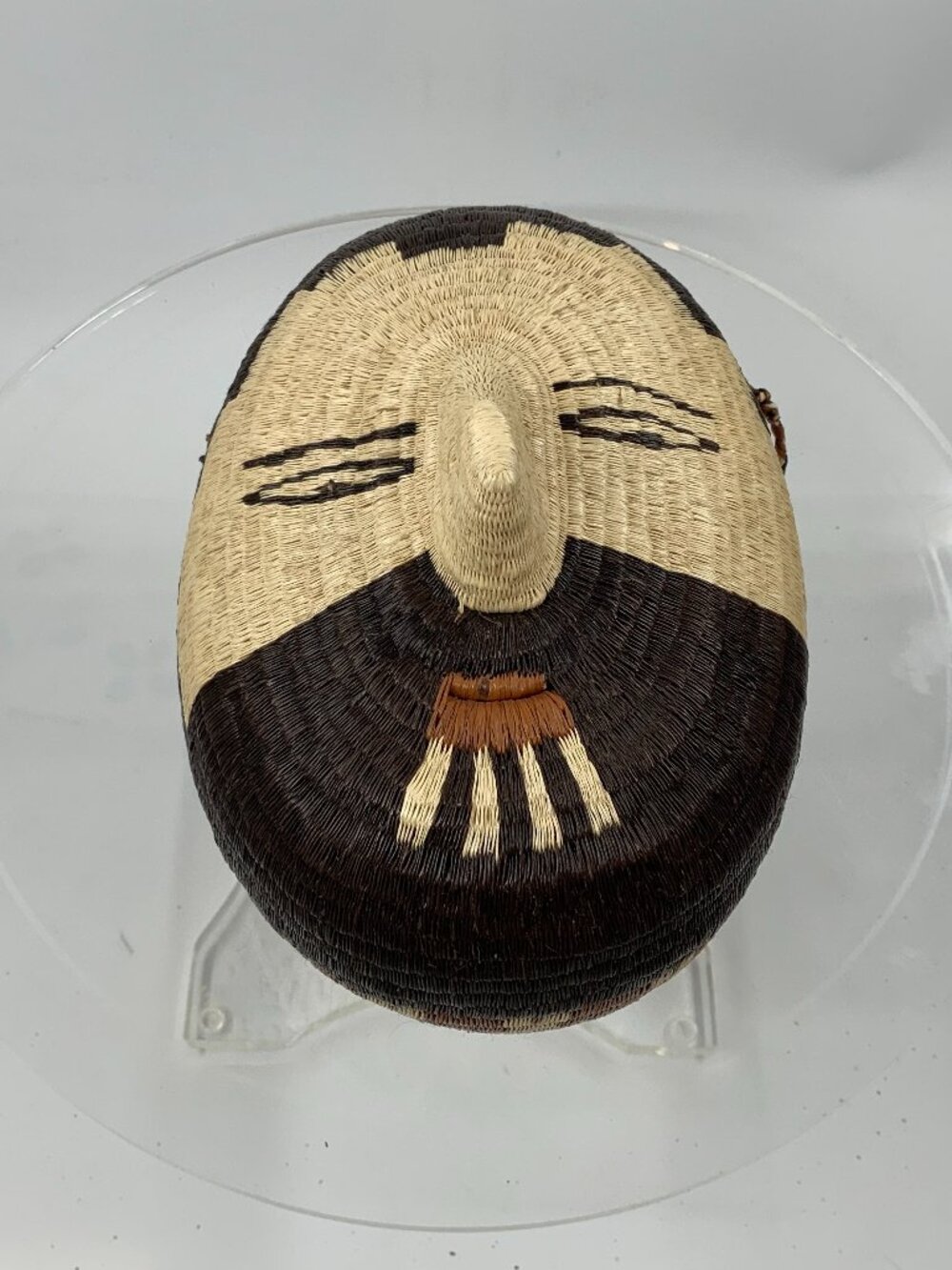 Vintage Handwoven Panama Wounaan Embera Mask Basket Purse Clutch